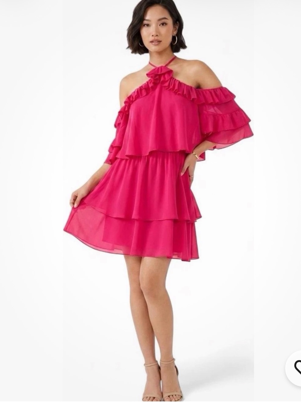 Parker "Lorenza" Ruffled Silk Mini Dress Watermelon Size 0 NWT